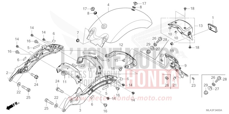 REAR FENDER for CMX 1100 "Rebel" IRIDIUM GRAY METALLIC (NHC65) from 2023